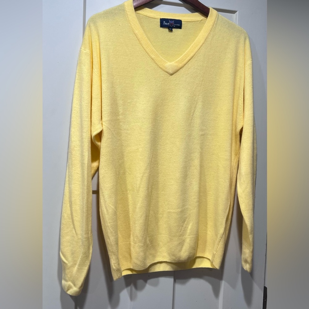Polo Ralph Lauren 100% Cashmere V-Neck Sweater M Yellow Luxury